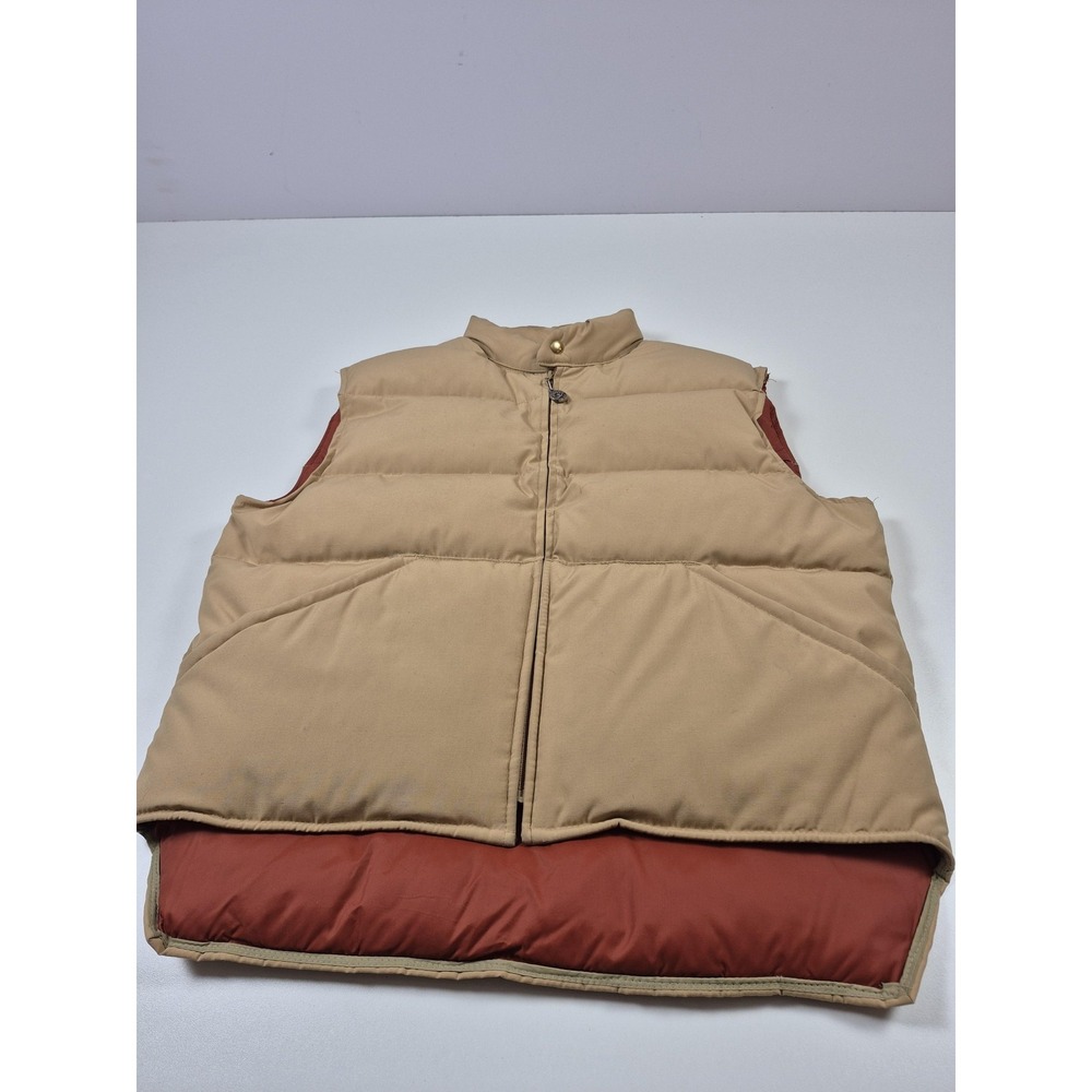 Vintage William Barry Struggle Gear Vest Mens XL Beige Down Puffer USA 70s